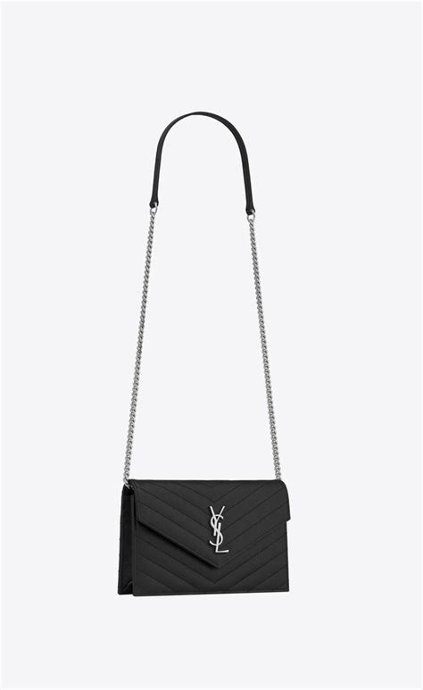 ysl cassandre envelope chain wallet in grain de poudre leather|Saint Laurent Cassandre Envelope Chain Wallet in .